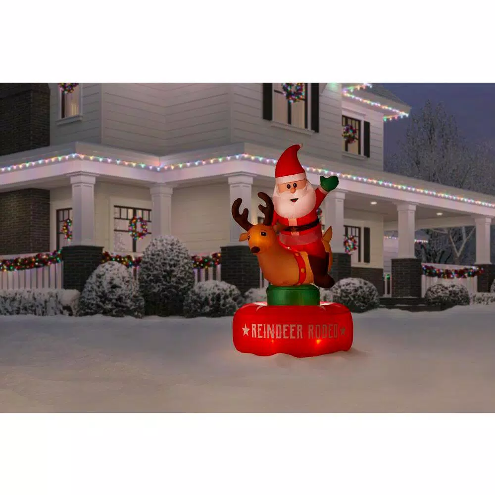 Airblown 6.5 Ft. Animated Inflatable Santa And Reindeer Rodeo Scene 2 Airblown 6.5 Ft. Animated Inflatable Santa And Reindeer Rodeo Scene - Image 2