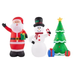 Airblown 6.5 Ft. Holiday Inflatable Santa, Snowman And Tree Combo Pack