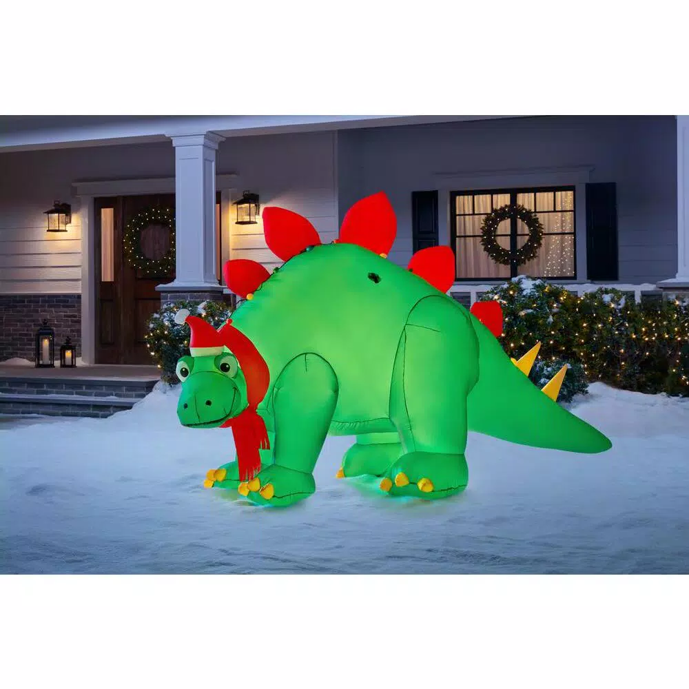 Airblown 5.7 Ft. H Inflatable Holiday Stegosaurus With Santa Hat 2 Airblown 5.7 Ft. H Inflatable Holiday Stegosaurus With Santa Hat - Image 2