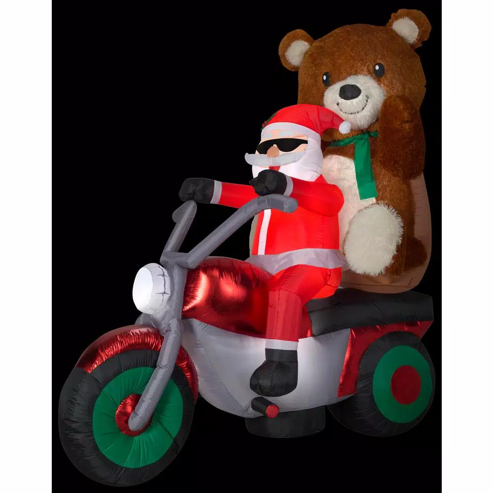 Airblown 6.5 Ft. Inflatable Christmas Airblown Mixed Media Santa With Teddy Bear On Motorcycle 1 Airblown 6.5 Ft. Inflatable Christmas Airblown Mixed Media Santa With Teddy Bear On Motorcycle