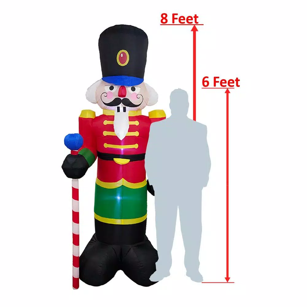 ALEKO 96 In. Christmas Inflatable Nutcracker With UL Certified Blower And LED Lights 2 ALEKO 96 In. Christmas Inflatable Nutcracker With UL Certified Blower And LED Lights - Image 2