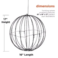 Alpine Corporation 16 In. Diameter Foldable Metal Sphere Ornament With Multi-Colored LED Lights 10 Alpine Corporation 16 In. Diameter Foldable Metal Sphere Ornament With Multi-Colored LED Lights -Christmas decorations shop alpine corporation christmas ornaments bst170mc 40 1000