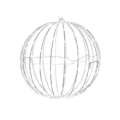 Alpine Corporation 16 In. Diameter Foldable Metal Sphere Ornament With Multi-Colored LED Lights