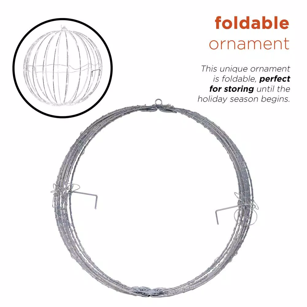 Alpine Corporation 16 In. Diameter Foldable Metal Sphere Ornament With Multi-Colored LED Lights 7 Alpine Corporation 16 In. Diameter Foldable Metal Sphere Ornament With Multi-Colored LED Lights - Image 7