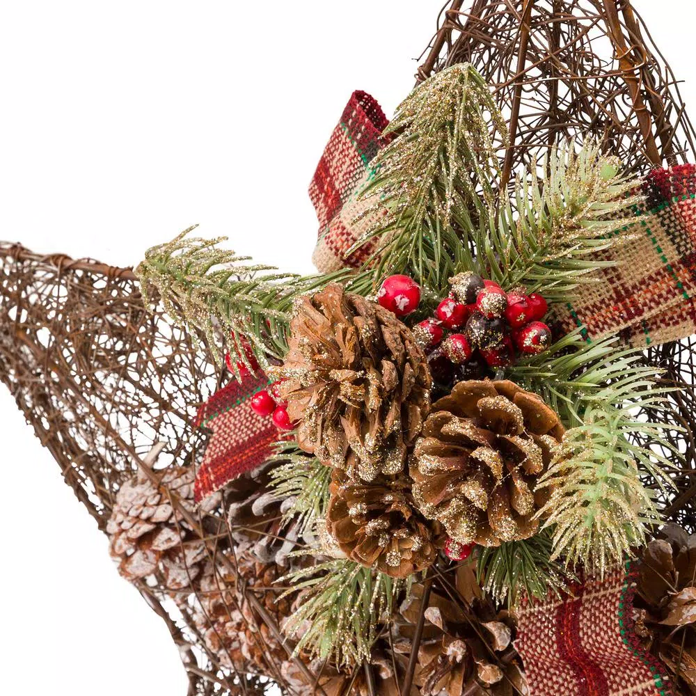 Alpine Corporation 20 In. Tall Hanging Rustic Pinecone Christmas Star Decor 9 Alpine Corporation 20 In. Tall Hanging Rustic Pinecone Christmas Star Decor - Image 9