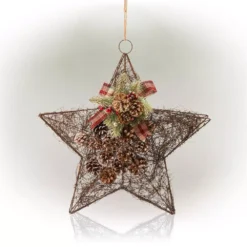Alpine Corporation 20 In. Tall Hanging Rustic Pinecone Christmas Star Decor 15 Alpine Corporation 20 In. Tall Hanging Rustic Pinecone Christmas Star Decor -Christmas decorations shop alpine corporation christmas ornaments cim306hh 4f 1000