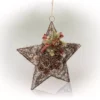 Alpine Corporation 20 In. Tall Hanging Rustic Pinecone Christmas Star Decor