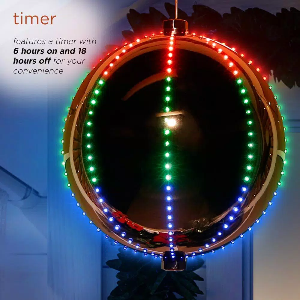 Alpine Corporation 13 In. Tall Multi-Color LED Lights Alpine Hanging Christmas Ball Ornament, Silver 5 Alpine Corporation 13 In. Tall Multi-Color LED Lights Alpine Hanging Christmas Ball Ornament, Silver - Image 5