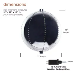 Alpine Corporation 13 In. Tall Multi-Color LED Lights Alpine Hanging Christmas Ball Ornament, Silver 12 Alpine Corporation 13 In. Tall Multi-Color LED Lights Alpine Hanging Christmas Ball Ornament, Silver -Christmas decorations shop alpine corporation christmas ornaments cor124l sl 40 1000