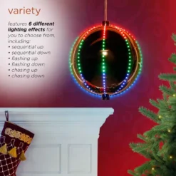 Alpine Corporation 13 In. Tall Multi-Color LED Lights Alpine Hanging Christmas Ball Ornament, Silver 16 Alpine Corporation 13 In. Tall Multi-Color LED Lights Alpine Hanging Christmas Ball Ornament, Silver -Christmas decorations shop alpine corporation christmas ornaments cor124l sl 77 1000
