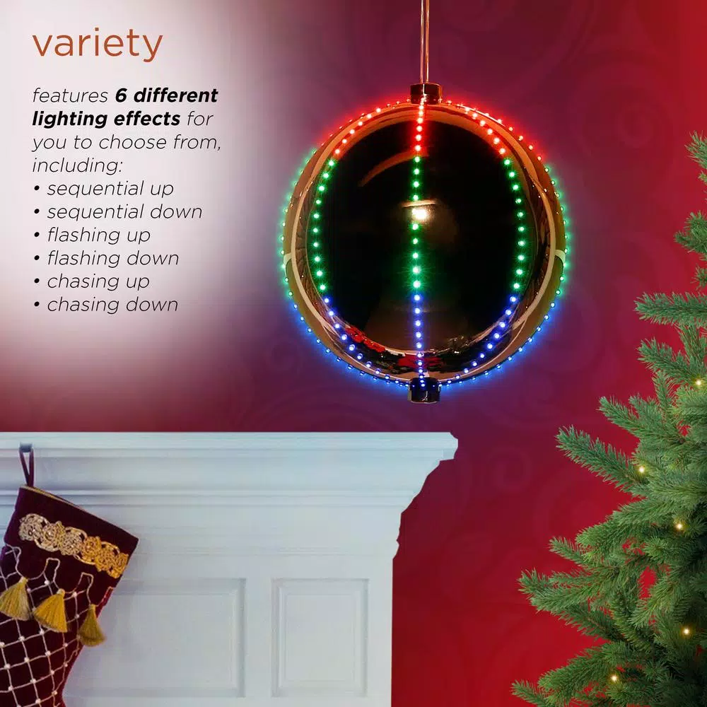Alpine Corporation 13 In. Tall Multi-Color LED Lights Alpine Hanging Christmas Ball Ornament, Silver 7 Alpine Corporation 13 In. Tall Multi-Color LED Lights Alpine Hanging Christmas Ball Ornament, Silver - Image 7