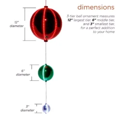 Alpine Corporation 3-Tier Indoor/Outdoor Hanging Christmas Ornaments With Chasing LED Lights 12 Alpine Corporation 3-Tier Indoor/Outdoor Hanging Christmas Ornaments With Chasing LED Lights -Christmas decorations shop alpine corporation christmas ornaments cor152 40 1000