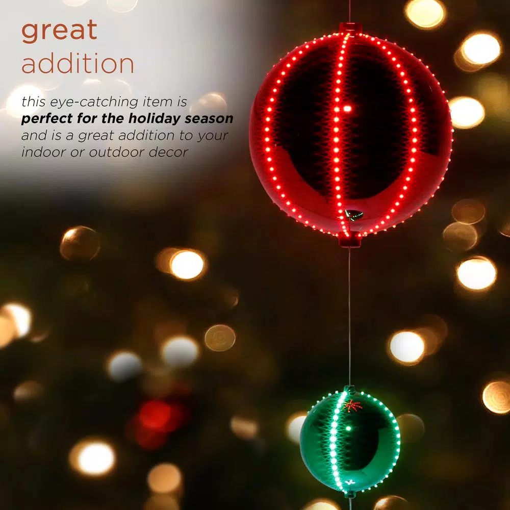 Alpine Corporation 3-Tier Indoor/Outdoor Hanging Christmas Ornaments With Chasing LED Lights 4 Alpine Corporation 3-Tier Indoor/Outdoor Hanging Christmas Ornaments With Chasing LED Lights - Image 4