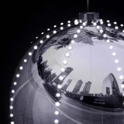 Alpine Corporation 13 In. Tall Large Hanging Christmas Ball Ornament With LED Lights, Silver 18 Alpine Corporation 13 In. Tall Large Hanging Christmas Ball Ornament With LED Lights, Silver -Christmas decorations shop alpine corporation christmas ornaments lpa108l sl 4f 1000