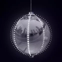 Alpine Corporation 13 In. Tall Large Hanging Christmas Ball Ornament With LED Lights, Silver 17 Alpine Corporation 13 In. Tall Large Hanging Christmas Ball Ornament With LED Lights, Silver -Christmas decorations shop alpine corporation christmas ornaments lpa108l sl c3 1000