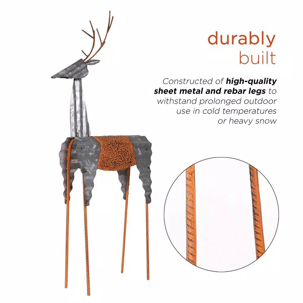 Alpine Corporation 30 In. Tall Metal Rustic Standing Reindeer Christmas Decoration 5 Alpine Corporation 30 In. Tall Metal Rustic Standing Reindeer Christmas Decoration - Image 5