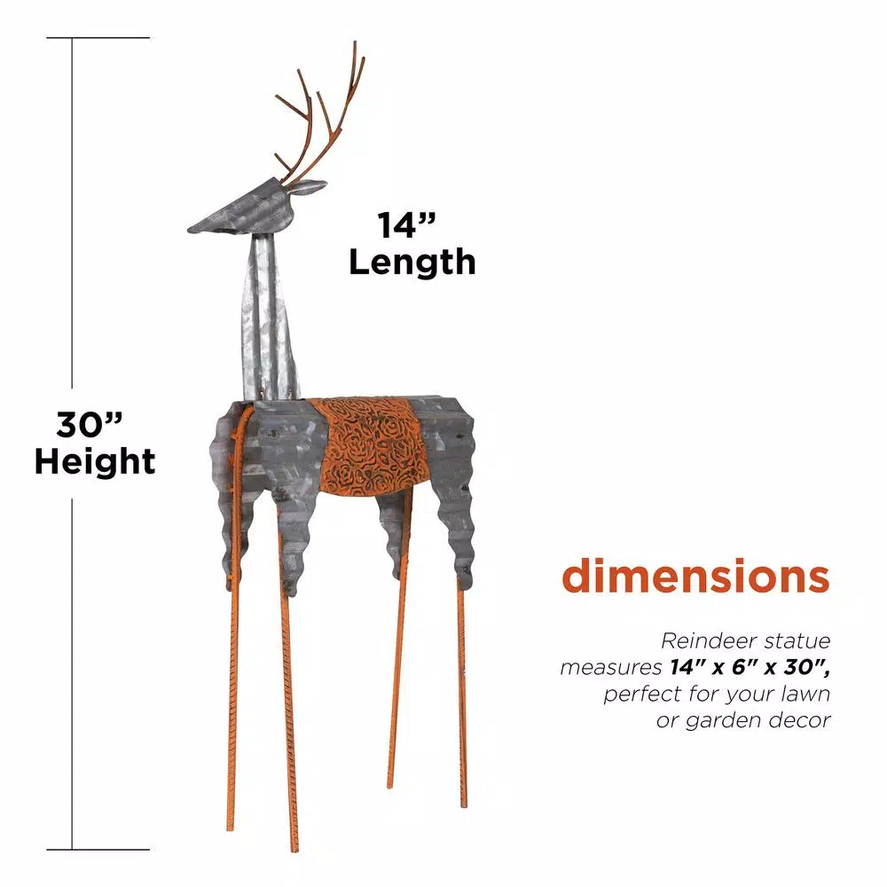 Alpine Corporation 30 In. Tall Metal Rustic Standing Reindeer Christmas Decoration 3 Alpine Corporation 30 In. Tall Metal Rustic Standing Reindeer Christmas Decoration - Image 3
