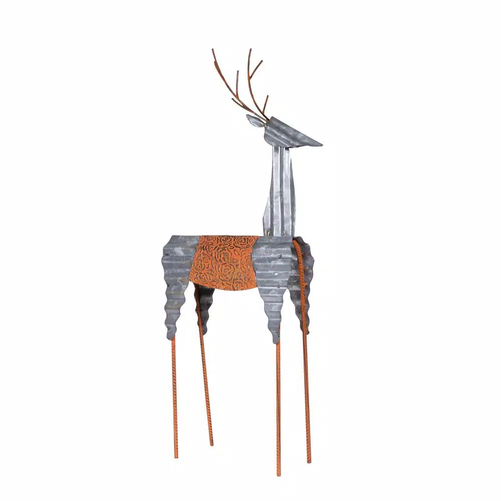 Alpine Corporation 30 In. Tall Metal Rustic Standing Reindeer Christmas Decoration 1 Alpine Corporation 30 In. Tall Metal Rustic Standing Reindeer Christmas Decoration