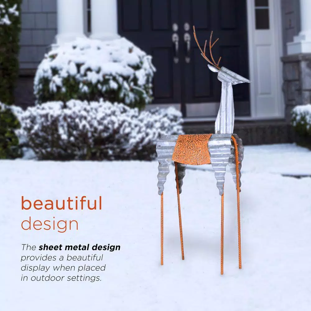 Alpine Corporation 30 In. Tall Metal Rustic Standing Reindeer Christmas Decoration 6 Alpine Corporation 30 In. Tall Metal Rustic Standing Reindeer Christmas Decoration - Image 6