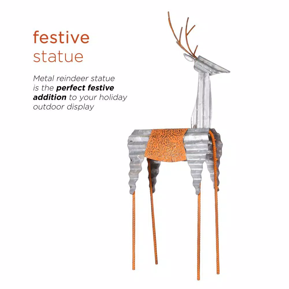 Alpine Corporation 30 In. Tall Metal Rustic Standing Reindeer Christmas Decoration 7 Alpine Corporation 30 In. Tall Metal Rustic Standing Reindeer Christmas Decoration - Image 7