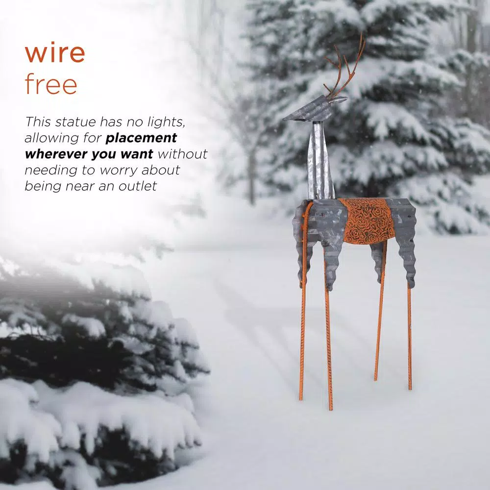 Alpine Corporation 30 In. Tall Metal Rustic Standing Reindeer Christmas Decoration 4 Alpine Corporation 30 In. Tall Metal Rustic Standing Reindeer Christmas Decoration - Image 4