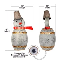 Alpine Corporation 30 In. Tall Weathered Barrel Snowman With Warm White LED Lights 6 Alpine Corporation 30 In. Tall Weathered Barrel Snowman With Warm White LED Lights -Christmas decorations shop alpine corporation christmas yard decorations ors730 40 1000