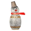 Alpine Corporation 30 In. Tall Weathered Barrel Snowman With Warm White LED Lights
