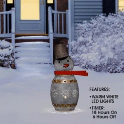 Alpine Corporation 30 In. Tall Weathered Barrel Snowman With Warm White LED Lights 7 Alpine Corporation 30 In. Tall Weathered Barrel Snowman With Warm White LED Lights -Christmas decorations shop alpine corporation christmas yard decorations ors730 c3 1000