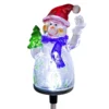 Alpine Corporation Solar Snowman Garden Stake With Fiber Optic Lights (Set Of 2)