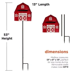 Alpine Corporation 54 In. Tall Metal Letters To Santa Red Barnhouse Mailbox Garden Stake 11 Alpine Corporation 54 In. Tall Metal Letters To Santa Red Barnhouse Mailbox Garden Stake -Christmas decorations shop alpine corporation christmas yard decorations yhl380hh 40 1000