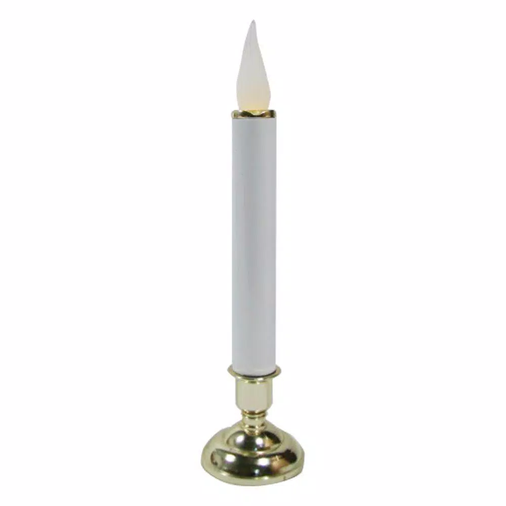 Brite Star 10 In. Warm White Flame Chatham Candle With Shiny Gold Base (Set Of 2) 1 Brite Star 10 In. Warm White Flame Chatham Candle With Shiny Gold Base (Set Of 2)