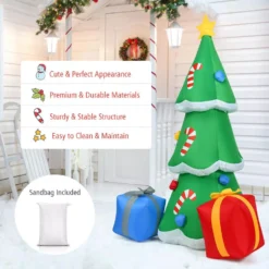 Costway 6 Ft. Pre-lit LED Lights Christmas Tree With Gift Boxes Blow Up Christmas Inflatable With Zipper 10 Costway 6 Ft. Pre-lit LED Lights Christmas Tree With Gift Boxes Blow Up Christmas Inflatable With Zipper -Christmas decorations shop costway christmas inflatables cm22862us 1f 1000