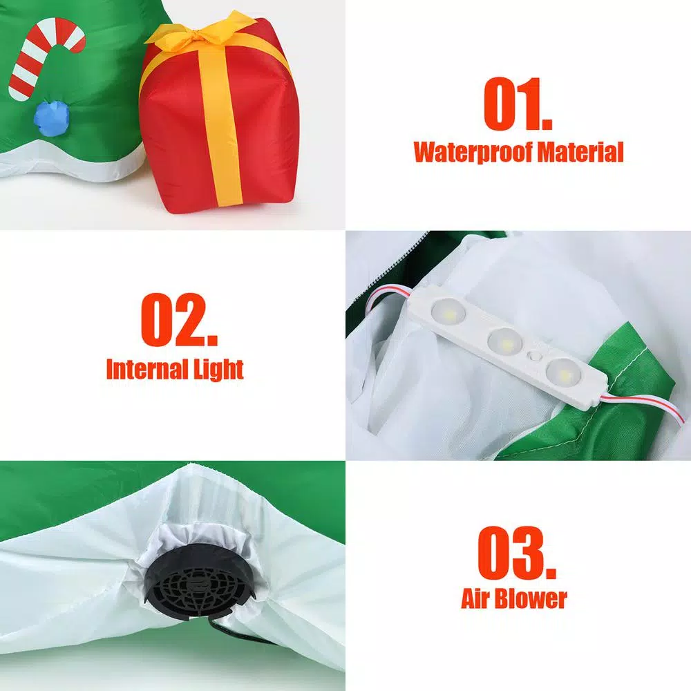 Costway 6 Ft. Pre-lit LED Lights Christmas Tree With Gift Boxes Blow Up Christmas Inflatable With Zipper 7 Costway 6 Ft. Pre-lit LED Lights Christmas Tree With Gift Boxes Blow Up Christmas Inflatable With Zipper - Image 7