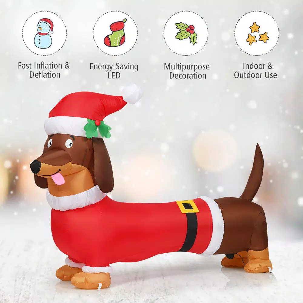 Costway 5 Ft. Pre-Lit LED Lights Christmas Dog Christmas Inflatable With Waterproof Fan 5 Costway 5 Ft. Pre-Lit LED Lights Christmas Dog Christmas Inflatable With Waterproof Fan - Image 5