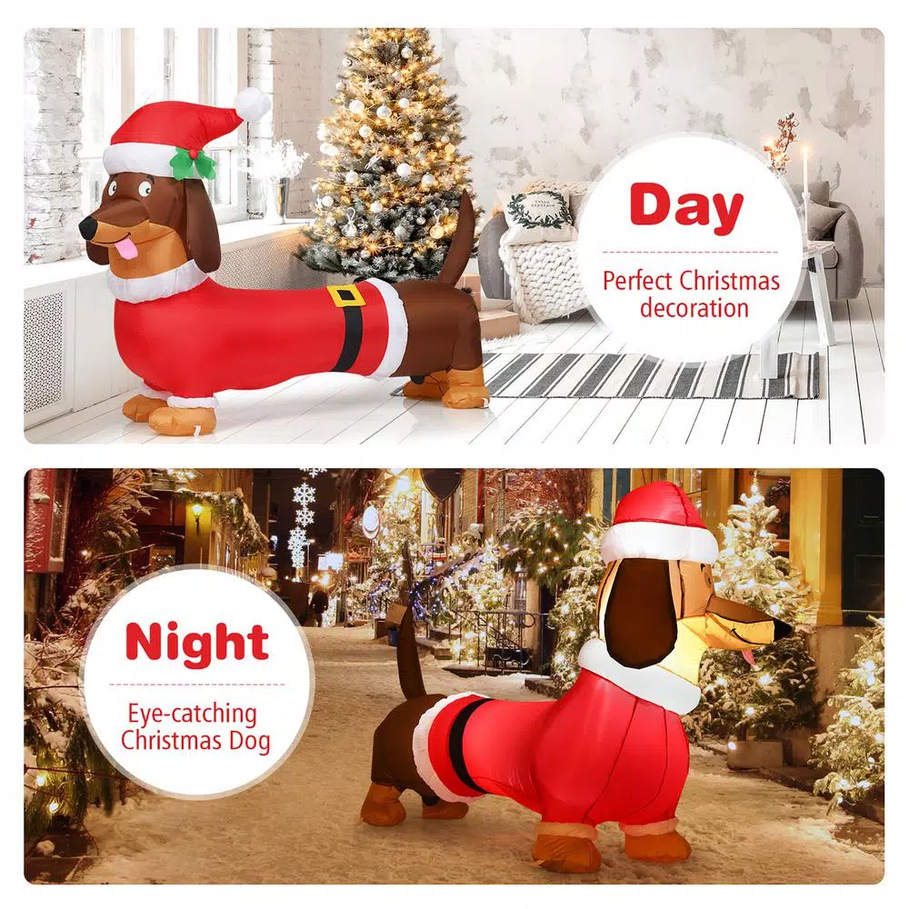Costway 5 Ft. Pre-Lit LED Lights Christmas Dog Christmas Inflatable With Waterproof Fan 3 Costway 5 Ft. Pre-Lit LED Lights Christmas Dog Christmas Inflatable With Waterproof Fan - Image 3