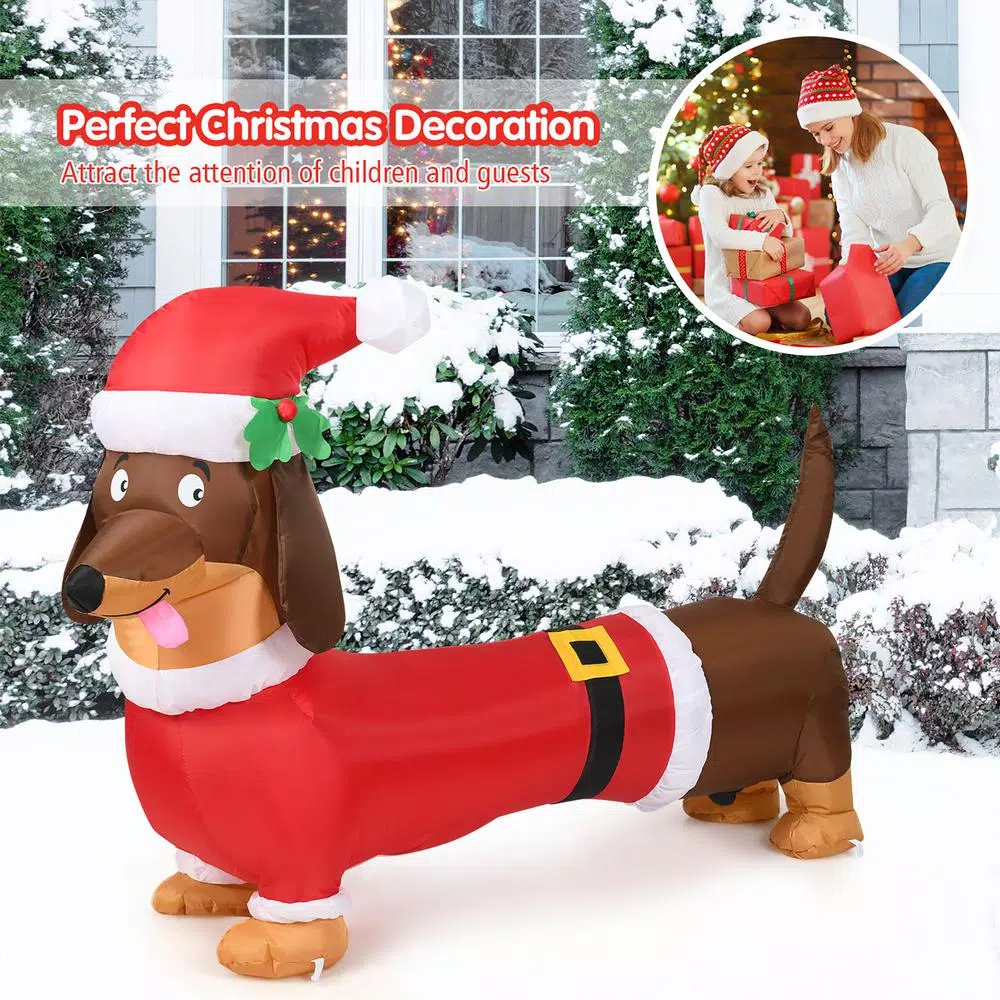 Costway 5 Ft. Pre-Lit LED Lights Christmas Dog Christmas Inflatable With Waterproof Fan 2 Costway 5 Ft. Pre-Lit LED Lights Christmas Dog Christmas Inflatable With Waterproof Fan - Image 2
