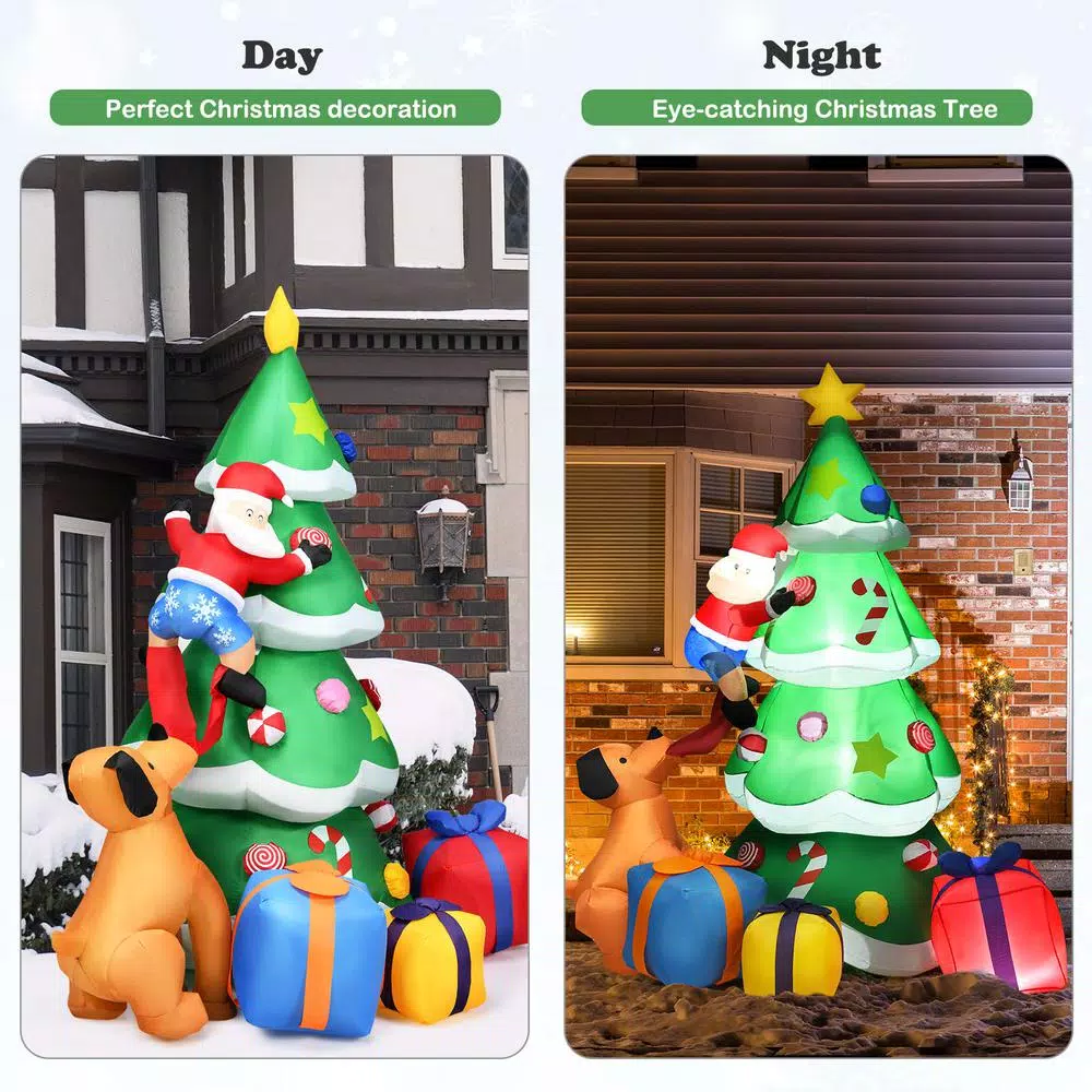 Costway 7 Ft. Inflatable Santa Decor Christmas Tree With LED Lights 6 Costway 7 Ft. Inflatable Santa Decor Christmas Tree With LED Lights - Image 6