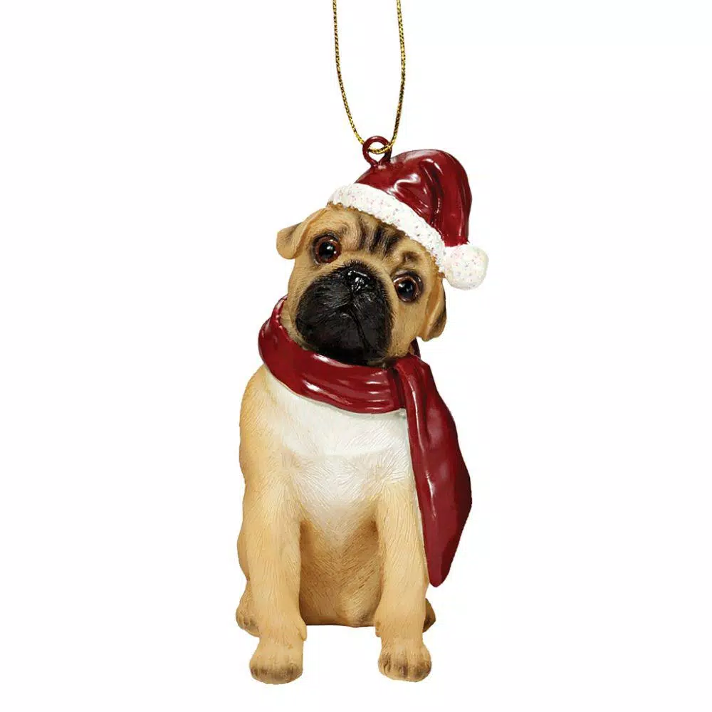 Design Toscano 3.5 In. Pug Holiday Dog Ornament Sculpture 1 Design Toscano 3.5 In. Pug Holiday Dog Ornament Sculpture