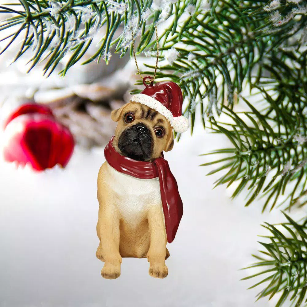 Design Toscano 3.5 In. Pug Holiday Dog Ornament Sculpture 2 Design Toscano 3.5 In. Pug Holiday Dog Ornament Sculpture - Image 2