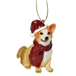Design Toscano 3.5 In. Welsh Corgi Holiday Dog Ornament Sculpture