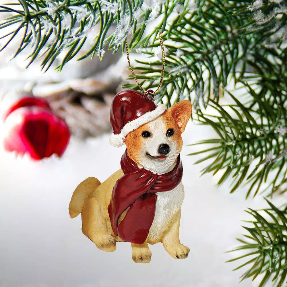 Design Toscano 3.5 In. Welsh Corgi Holiday Dog Ornament Sculpture 2 Design Toscano 3.5 In. Welsh Corgi Holiday Dog Ornament Sculpture - Image 2