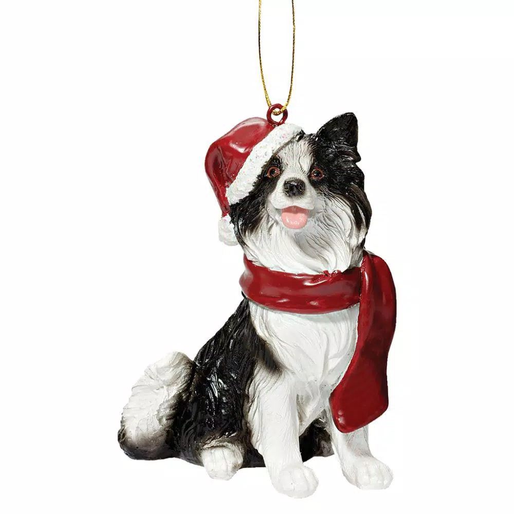 Design Toscano 3.5 In. Border Collie Holiday Dog Ornament Sculpture 1 Design Toscano 3.5 In. Border Collie Holiday Dog Ornament Sculpture
