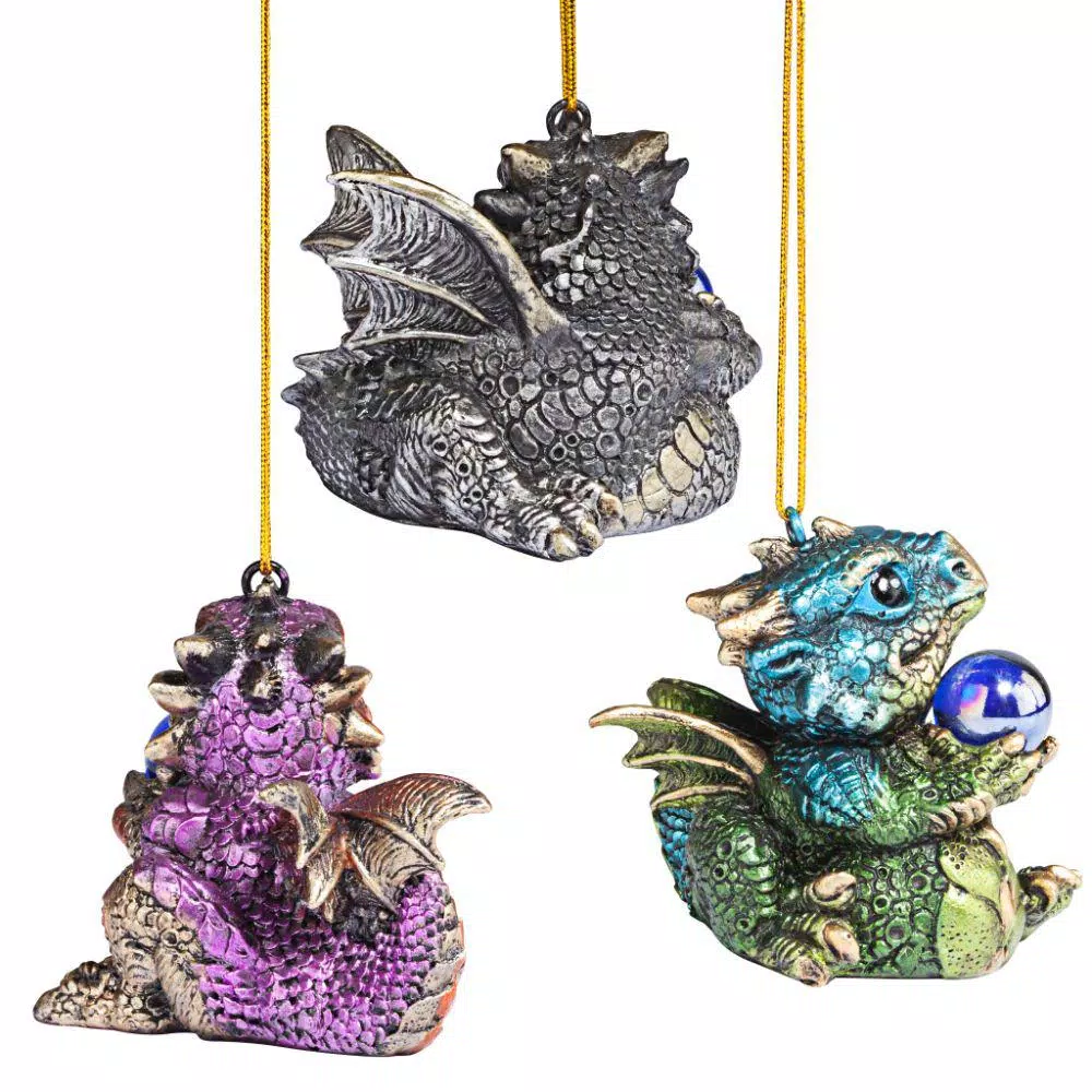 Design Toscano 2 In. Three Dragon Virtues Gothic Holiday Ornament (3-Piece) 3 Design Toscano 2 In. Three Dragon Virtues Gothic Holiday Ornament (3-Piece) - Image 3