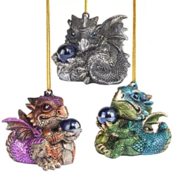 Design Toscano 2 In. Three Dragon Virtues Gothic Holiday Ornament (3-Piece) 12 Design Toscano 2 In. Three Dragon Virtues Gothic Holiday Ornament (3-Piece) -Christmas decorations shop design toscano christmas ornaments qs93484 fa 1000