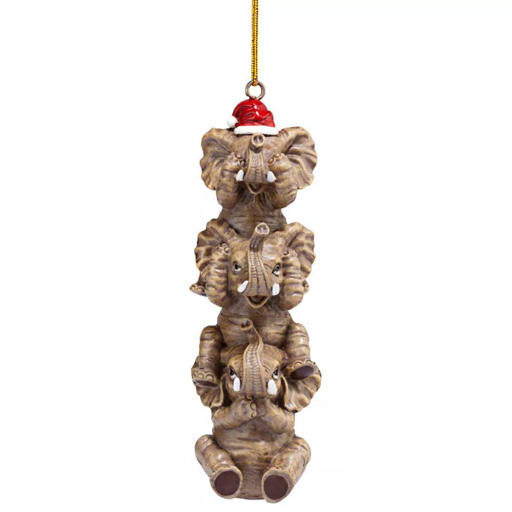 Design Toscano 5 In. See, Speak, Hear No Evil Elephant Holiday Ornament 3 Design Toscano 5 In. See, Speak, Hear No Evil Elephant Holiday Ornament - Image 3