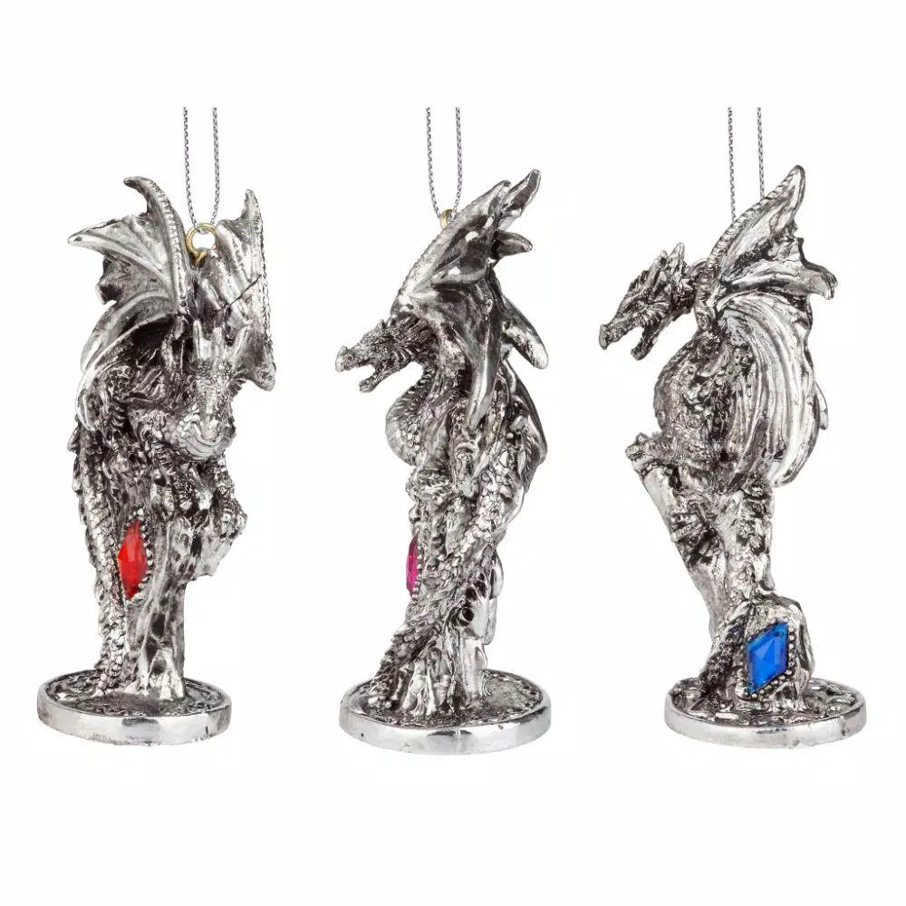 Design Toscano 4 In. Three Dragons Of The Amesbury Holiday Gemstone Ornament Set (3-Piece) 2 Design Toscano 4 In. Three Dragons Of The Amesbury Holiday Gemstone Ornament Set (3-Piece) - Image 2