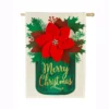 Evergreen 28 In. X 44 In. Poinsettia Mason Jar House Linen Flag