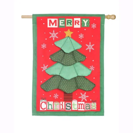 Evergreen 28 In. X 44 In. Christmas Tree Quilt House Linen Flag 1 Evergreen 28 In. X 44 In. Christmas Tree Quilt House Linen Flag -Christmas decorations shop evergreen christmas flags 13l8780bl 64 1000