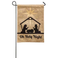 Evergreen 18 In. X 12.5 In. Oh Holy Night Garden Burlap Flag