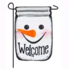 Evergreen 18 In. X 12.5 In. Snowman Mason Jar Garden Burlap Flag